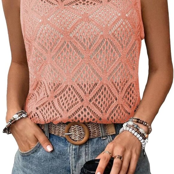 Other - Women's Knitted Hollow Sweater Vest Summer Boho Cover Up Sleeveless Top